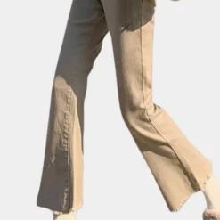 Broeken & Rokken Dames*Zomerse uitlopende denim broek voor dames Abrikoos