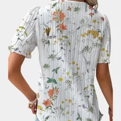 Blazers & Blouses Dames*Zuzanna - Luchtige gebloemde damesblouse met kanten rand voor de zomer