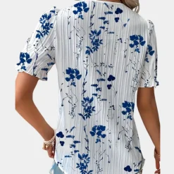 Blazers & Blouses Dames*Zuzanna - Luchtige gebloemde damesblouse met kanten rand voor de zomer